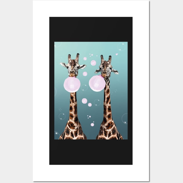 Giraffes with Bubblegum Wall Art by Renasingsasong